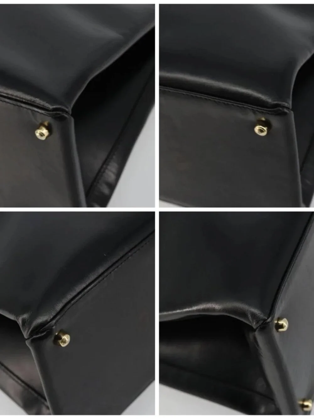 GUCCI Tote Bag Leather Black Gold 002 2046 0332 Auth 186559